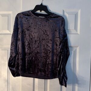 Velvet Long Sleeve Top in Deep Purple